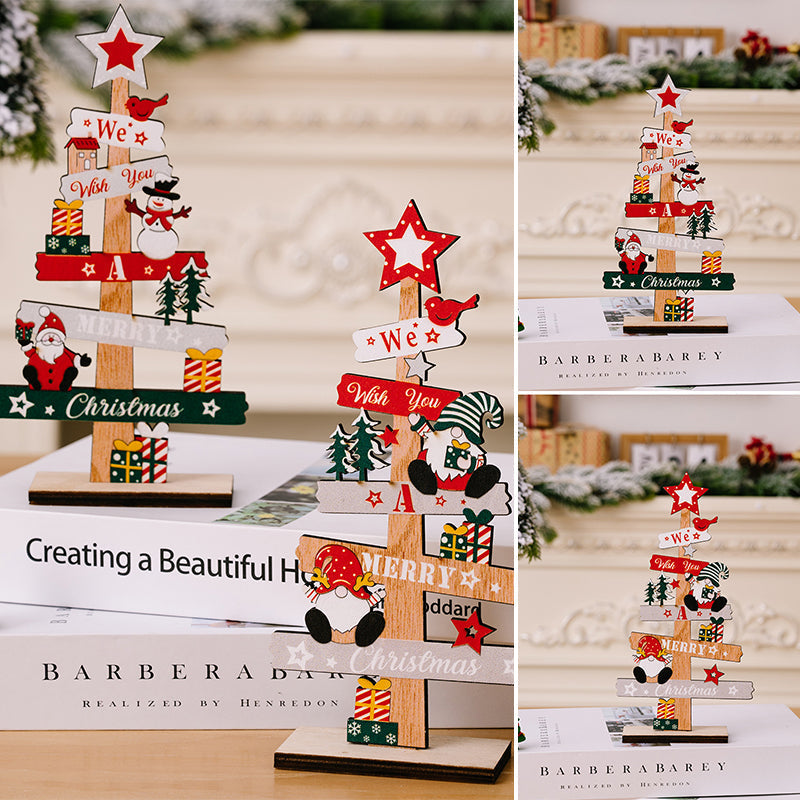 Colverro™ Wooden Christmas Table Sign with Snowman and Santa