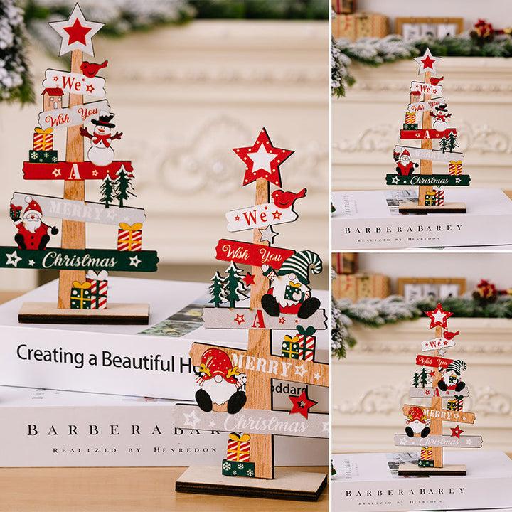 Colverro™ Wooden Christmas Table Sign with Snowman and Santa