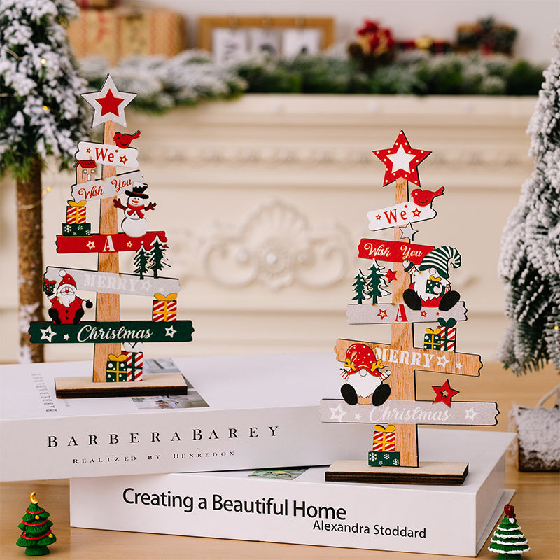 Colverro™ Wooden Christmas Table Sign with Snowman and Santa