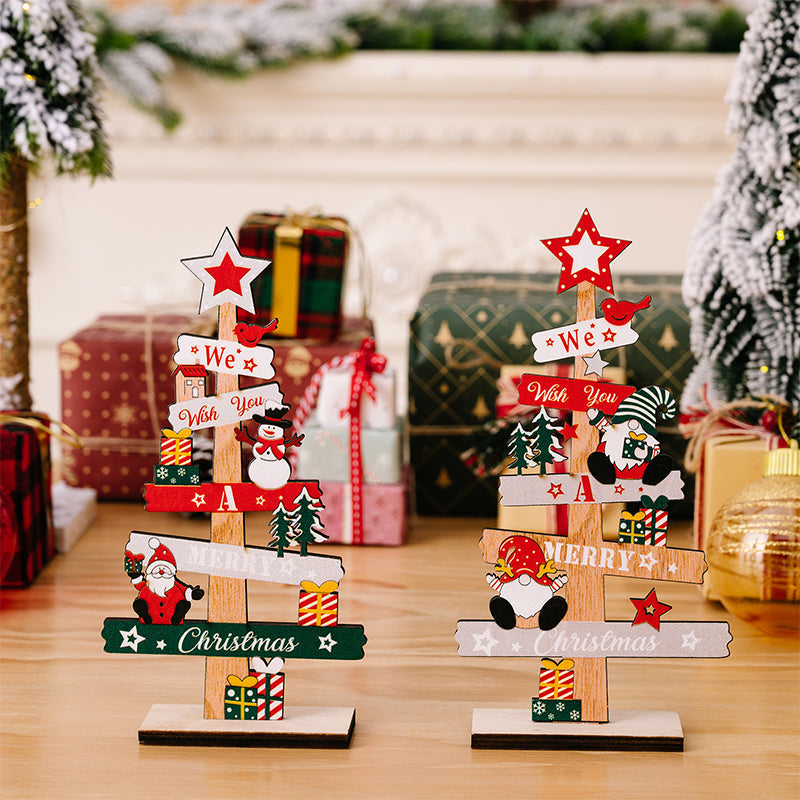 Colverro™ Wooden Christmas Table Sign with Snowman and Santa