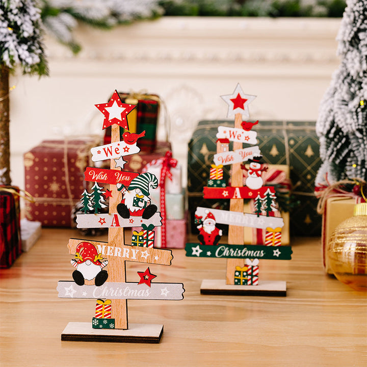 Colverro™ Wooden Christmas Table Sign with Snowman and Santa