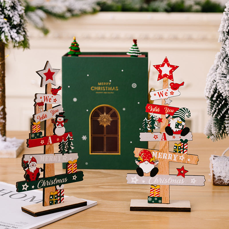 Colverro™ Wooden Christmas Table Sign with Snowman and Santa