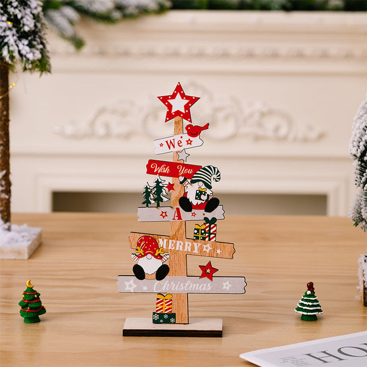 Colverro™ Wooden Christmas Table Sign with Snowman and Santa