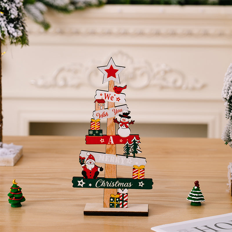 Colverro™ Wooden Christmas Table Sign with Snowman and Santa