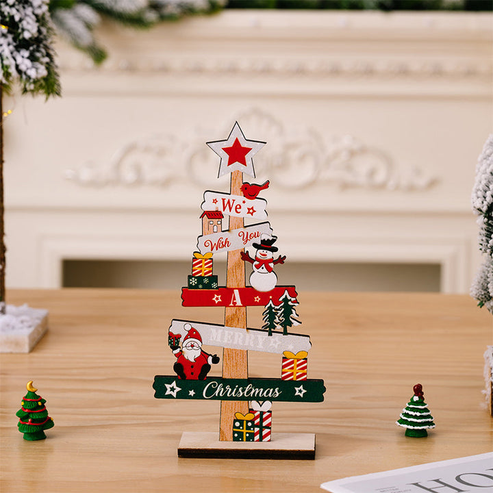 Colverro™ Wooden Christmas Table Sign with Snowman and Santa