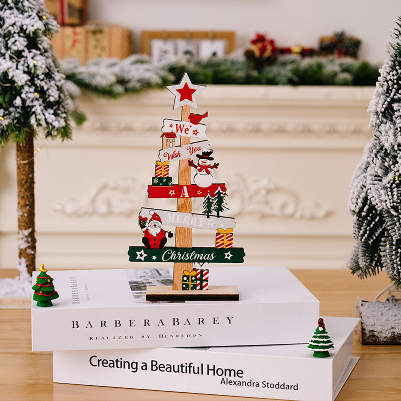 Colverro™ Wooden Christmas Table Sign with Snowman and Santa