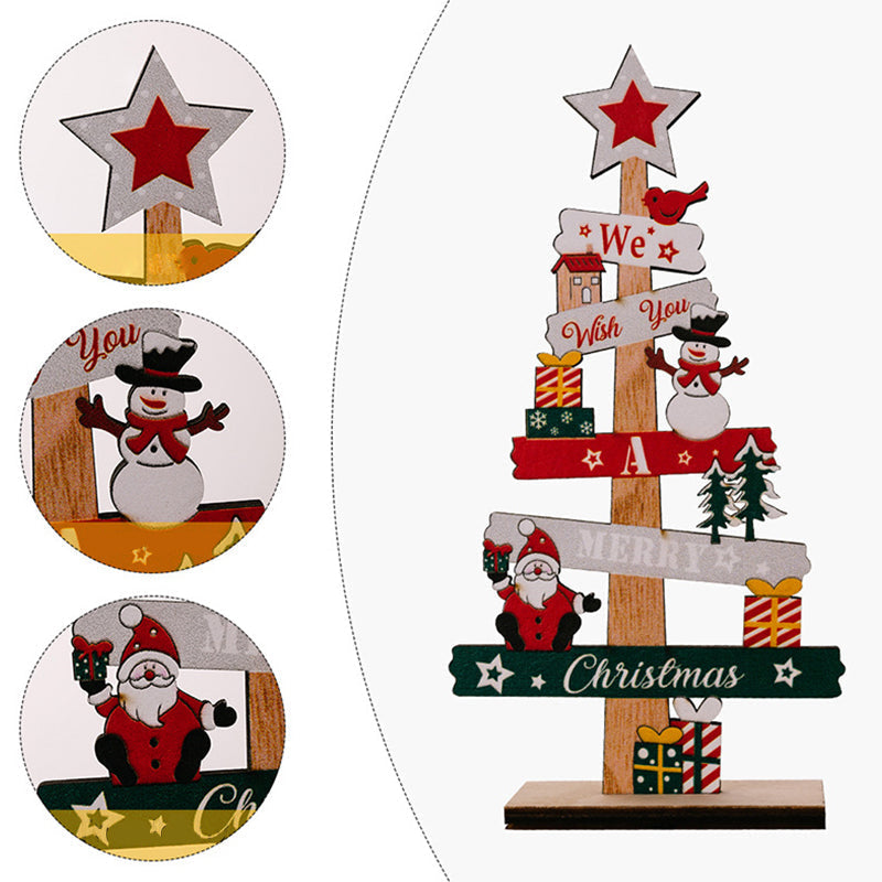 Colverro™ Wooden Christmas Table Sign with Snowman and Santa