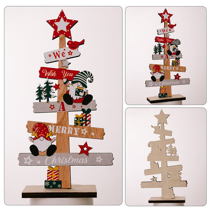 Colverro™ Wooden Christmas Table Sign with Snowman and Santa