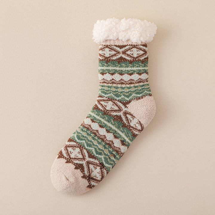 Nordic pattern fleece-lined lounge socks
