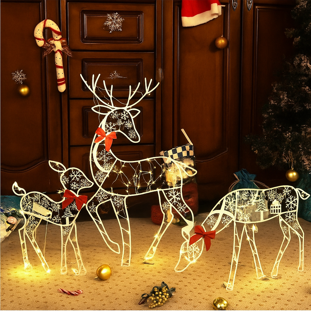 Colverro™ Large Light-Up Acrylic Reindeer Figure with 240 LEDs and Timer