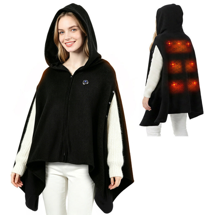 Colverro USB Heated Hooded Shawl with 3 Heat Levels