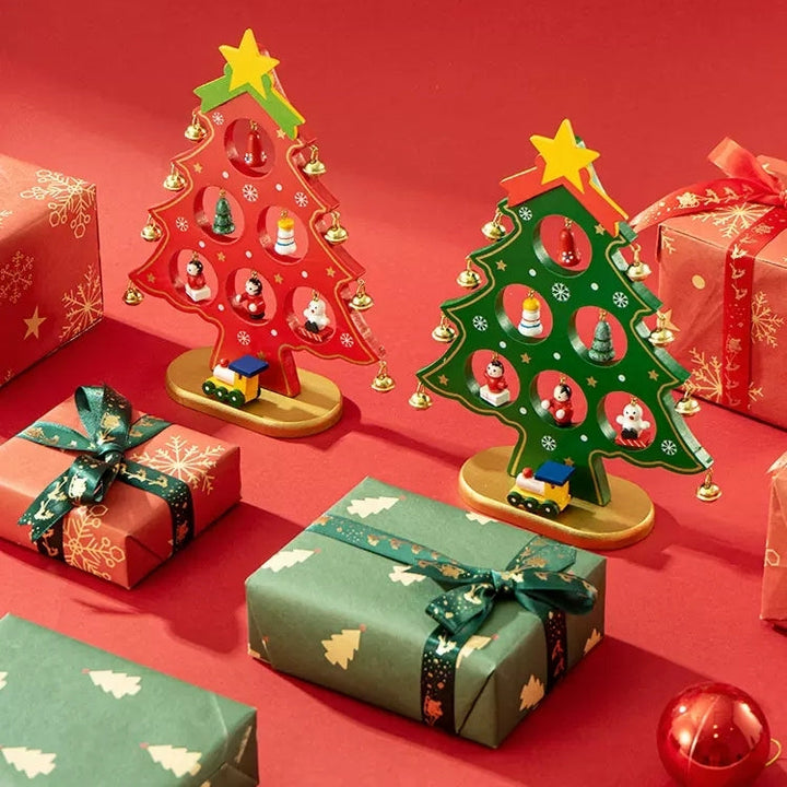 Colverro™ DIY Wooden Mini Christmas Tree Kit – Tool-Free Tabletop Decor