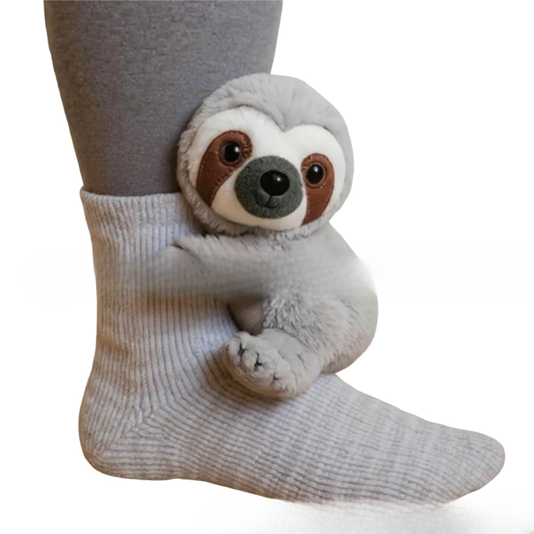 Socks with 3D crochet sloth on ankle