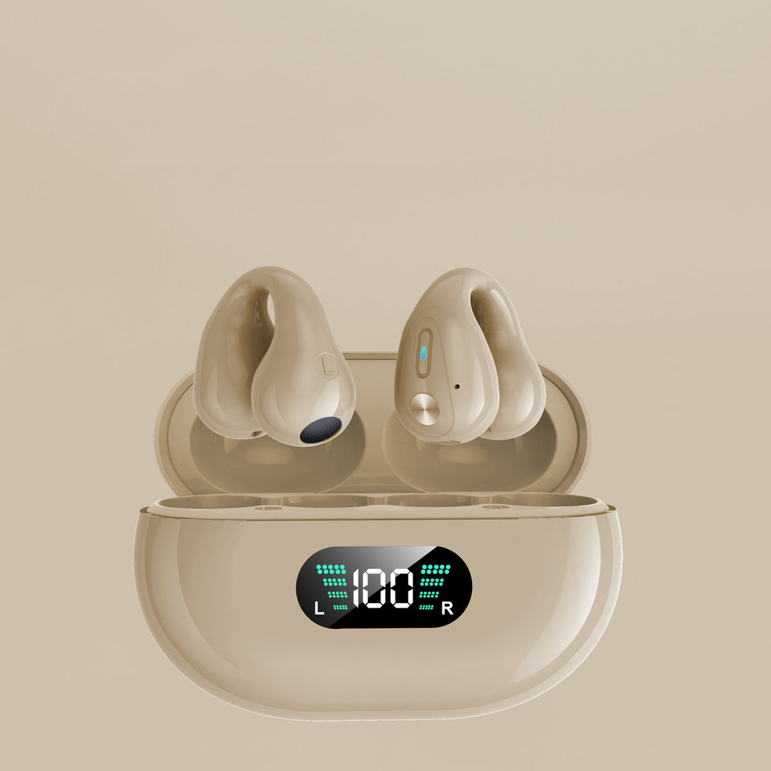 Open-ear clip-on wireless earbuds and case
