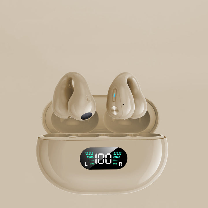 Open-ear clip-on wireless earbuds and case