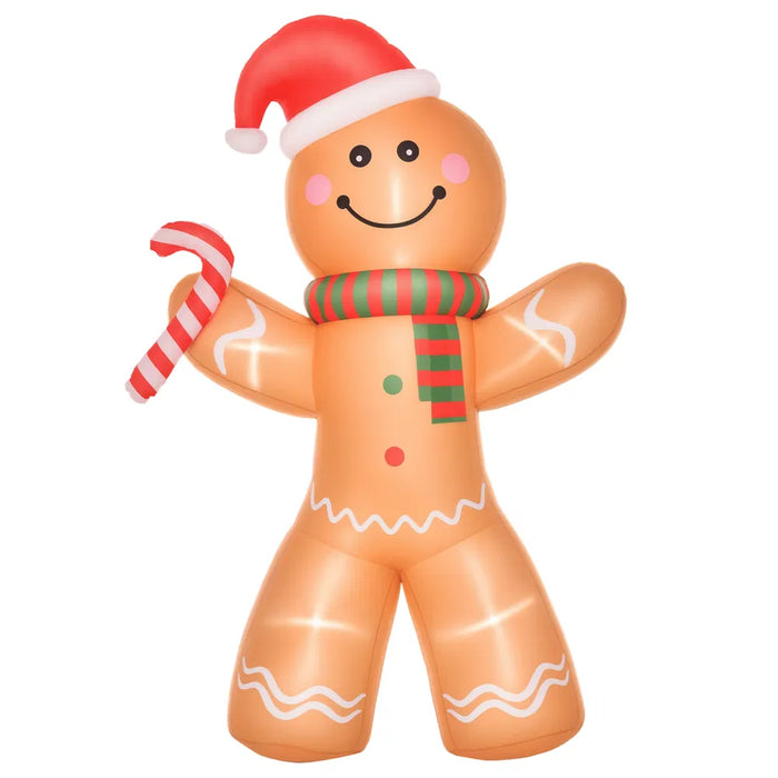 Colverro 8 ft Inflatable Gingerbread Man with Candy Cane