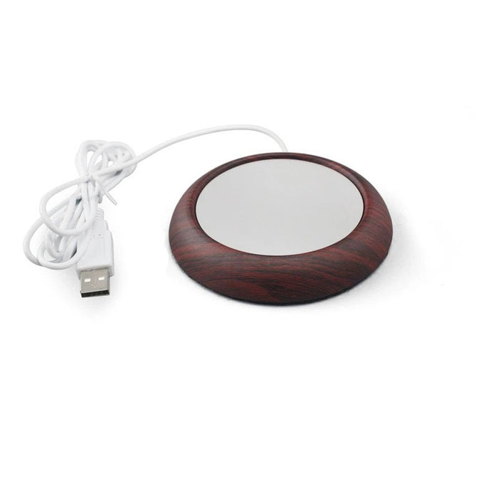 Colverro Slim USB Coaster Warmer with Wood Look Rim