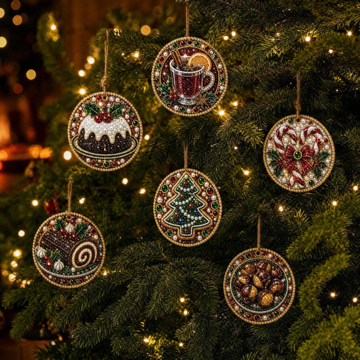 Wooden diamond painting Christmas ornaments set