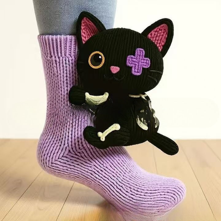 Socks with 3D crochet sloth on ankle