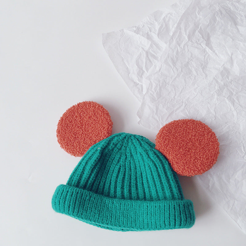 Kids knit beanie with fluffy teddy ears