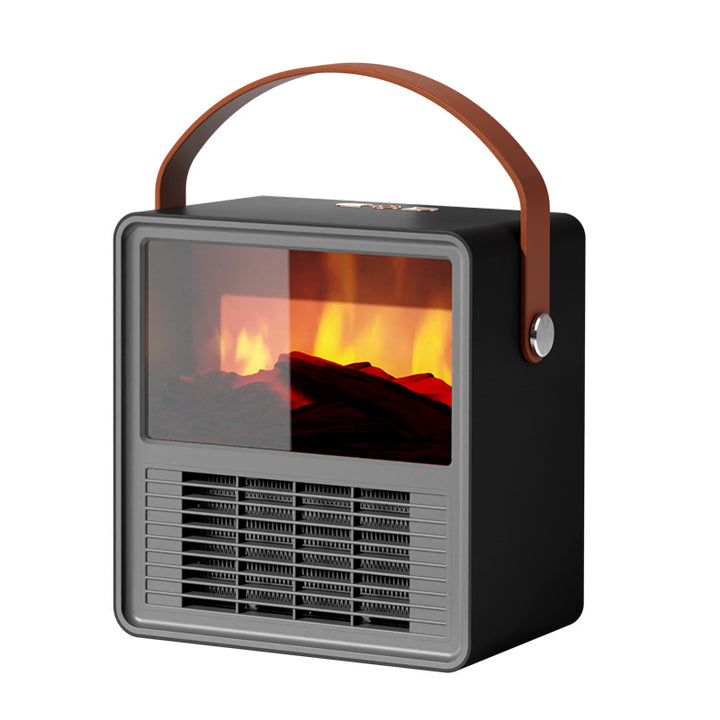 Wood grain fireplace style ceramic heater