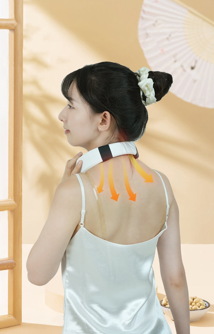 White U-shaped heated neck warmer