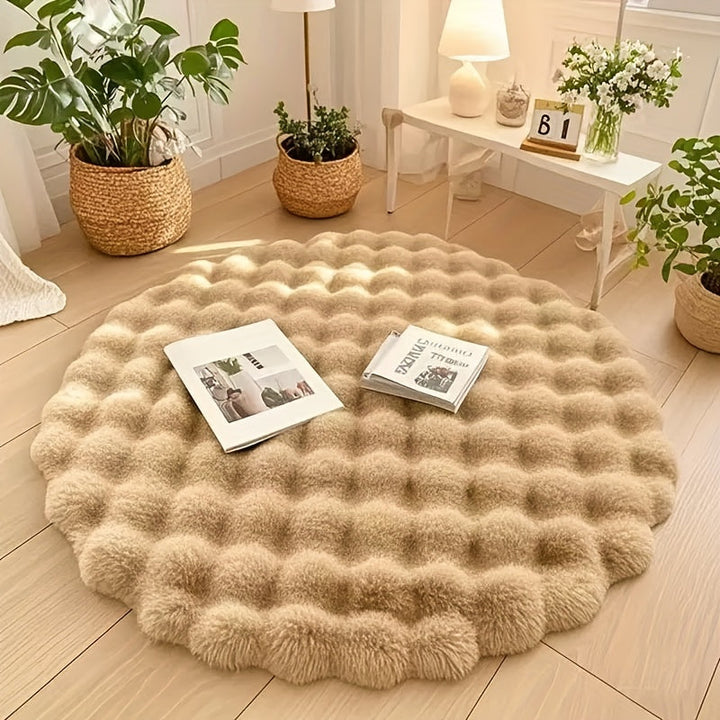 Colverro™ Round Fluffy Bubble Rug in Dense, Soft Fleece for Cozy Rooms