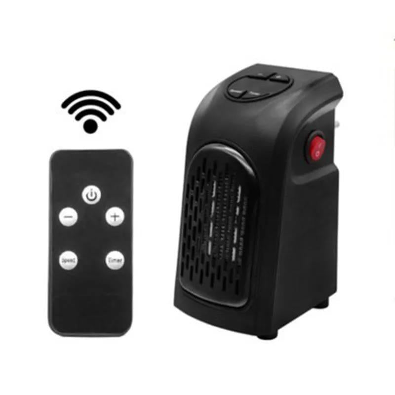 Black plug-in wall heater with digital display