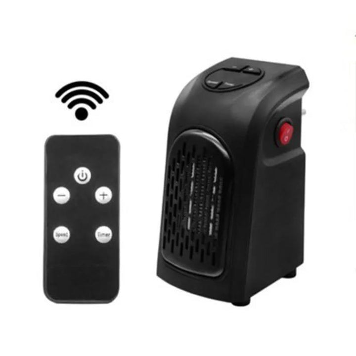 Black plug-in wall heater with digital display