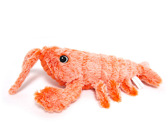 Orange plush flopping lobster cat toy