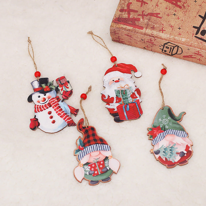 Colverro™ Vintage Wooden Christmas Ornaments, Faceless Doll Couple Set