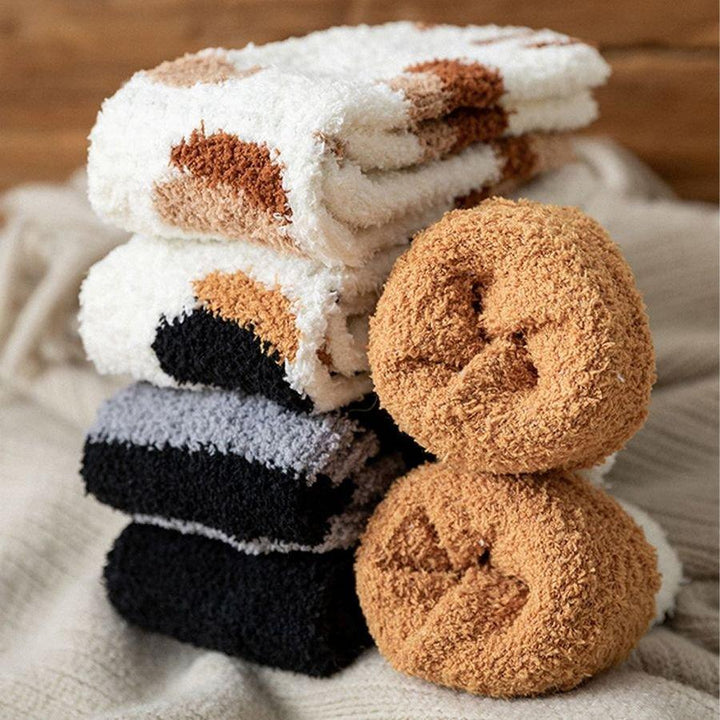 Colverro™ Cozy Cat Paw Socks in Soft Coral Fleece, One Size Fits Most