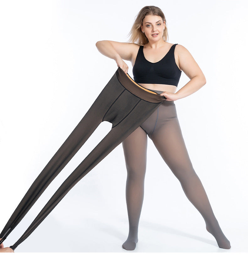 Fleece-lined sheer-look winter tights