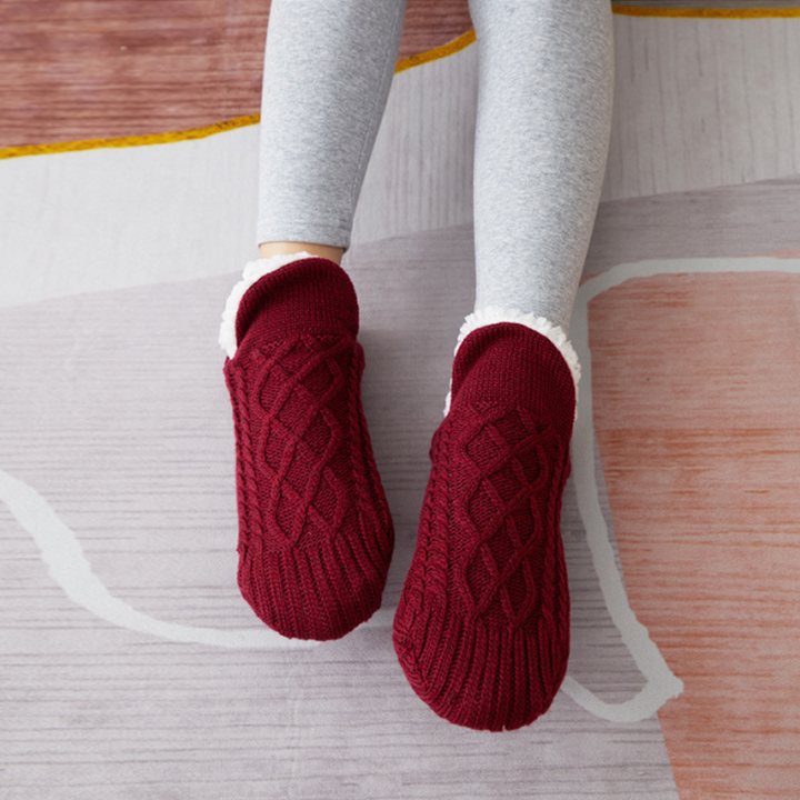 Colverro™ Knit Sherpa-Style Slipper Socks with Silicone Grippers