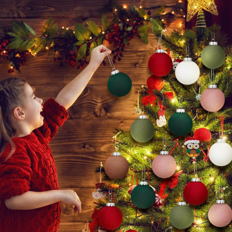 Colverro™ Velvet Christmas Ornaments Set of 12 with Soft Matte Finish