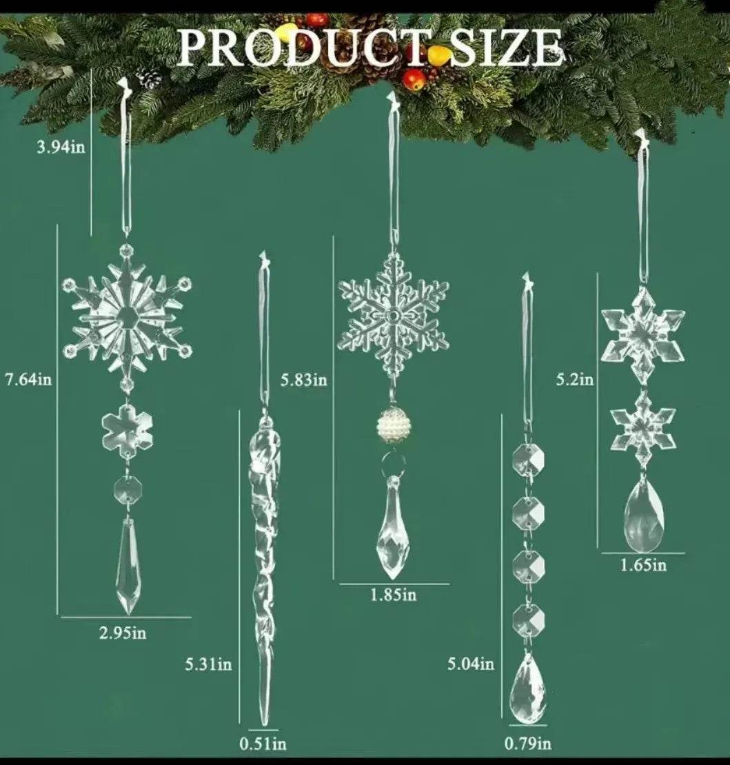Colverro™ Clear Acrylic Icicle Christmas Ornaments, Set of 10