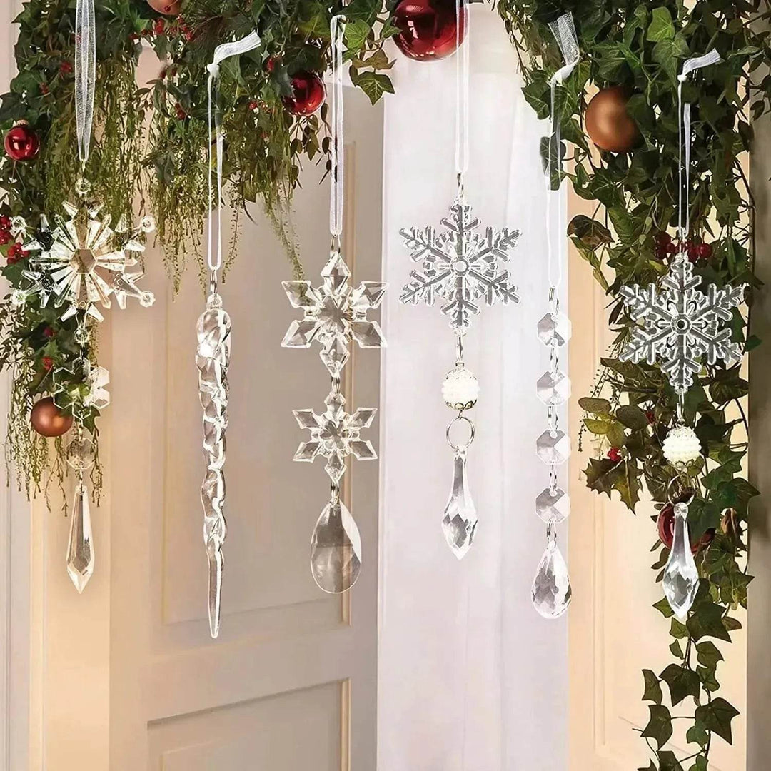 Colverro™ Clear Acrylic Icicle Christmas Ornaments, Set of 10