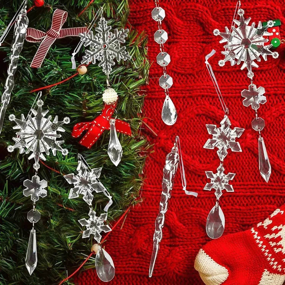 Colverro™ Clear Acrylic Icicle Christmas Ornaments, Set of 10