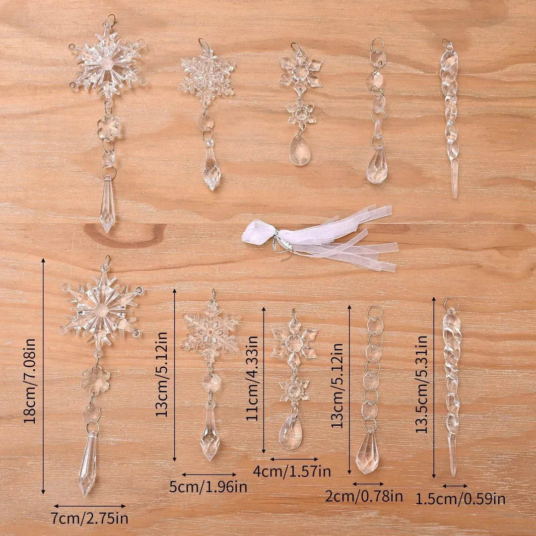 Colverro™ Clear Acrylic Icicle Christmas Ornaments, Set of 10