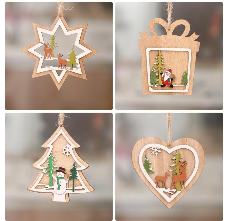 Colverro™ Laser-Cut 3D Wooden Christmas Ornaments – Star, Bell &amp; Bear