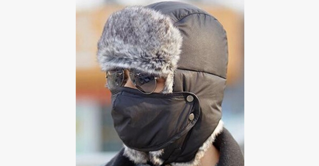 Colverro™ Waterproof Trapper Hat with Faux Fur and Detachable Face Mask