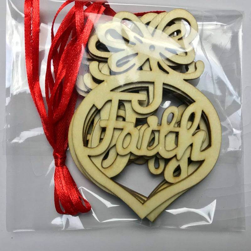 Colverro™ Wooden Word Christmas Ornaments – Set of 6 With Ribbons