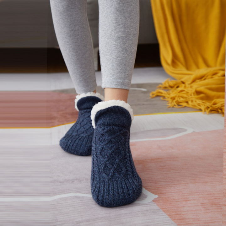 Colverro™ Knit Sherpa-Style Slipper Socks with Silicone Grippers