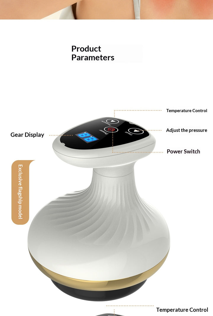 Handheld gua sha cupping massager with glowing heated base