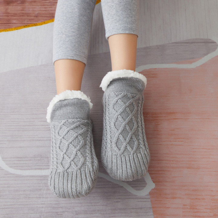 Colverro™ Knit Sherpa-Style Slipper Socks with Silicone Grippers