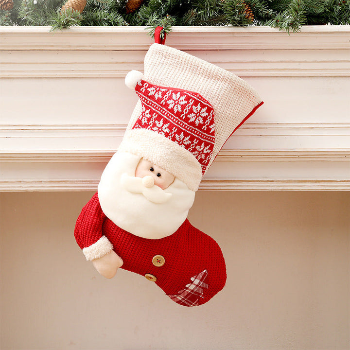 Colverro™ Knitted Christmas Stocking with Santa or Snowman Design