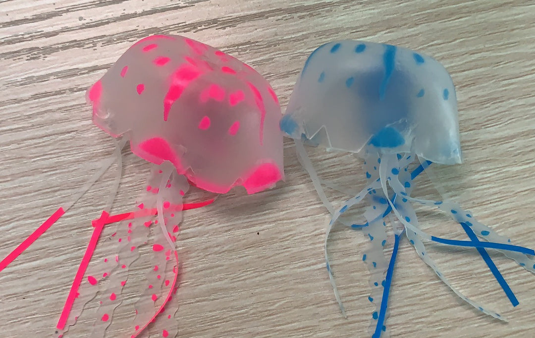 Jellyfish aquarium lamp glowing purple