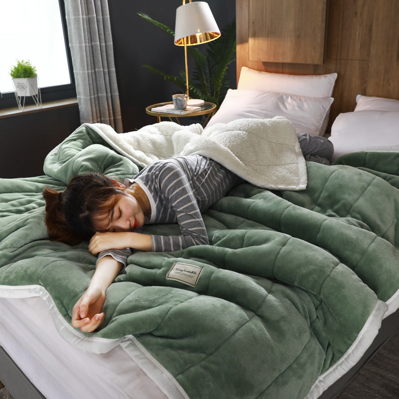 Thick fleece blanket with sherpa back