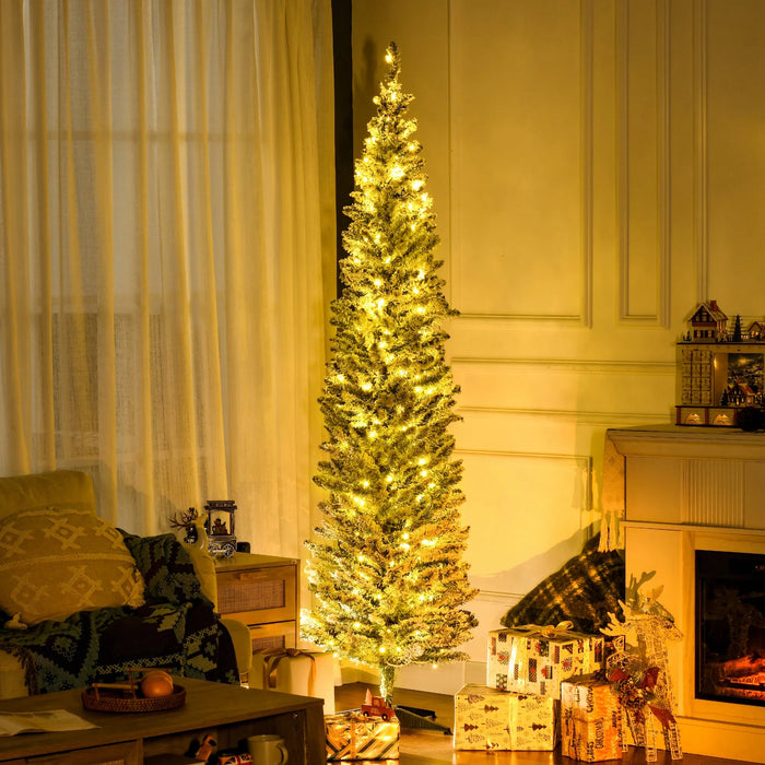 Colverro 7 ft Pre-Lit Green Pencil Tree with 210 Warm White LEDs
