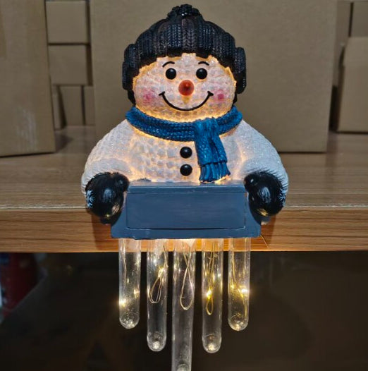Colverro Snowman Icicle Light for Ledge or Windowsill, Battery